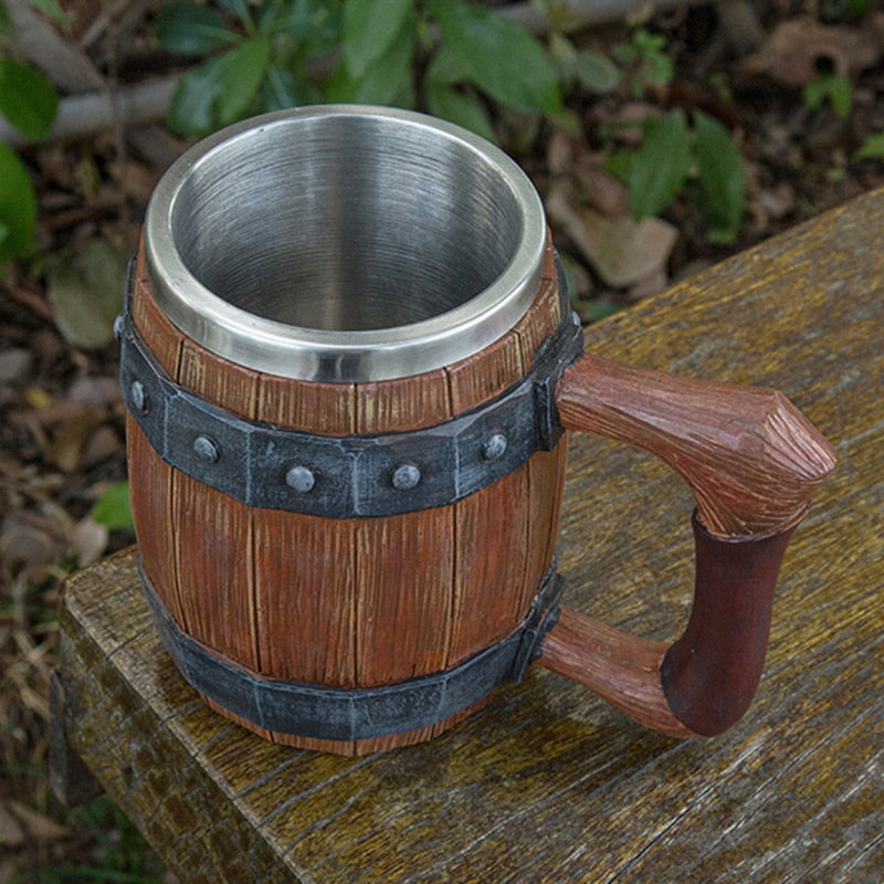 Viking-Style Wood Beer Mug