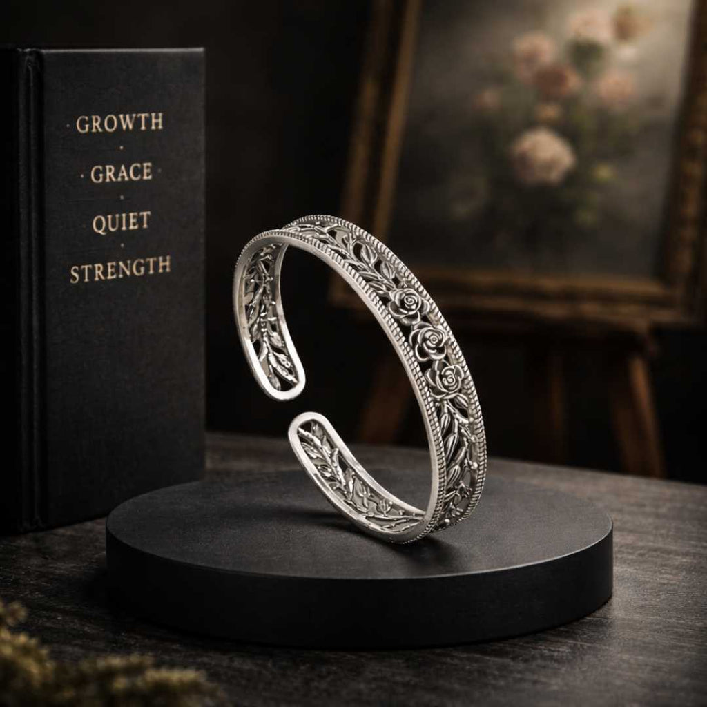 Silver Bloom Bracelet - Norse Women's Bracelet - Side Profile | Epic Loot Shop