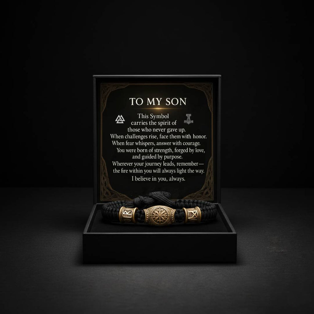 To My Son | Runic Guard Bracelet - Viking Bracelet - Authentic Design View | Epic Loot Shop