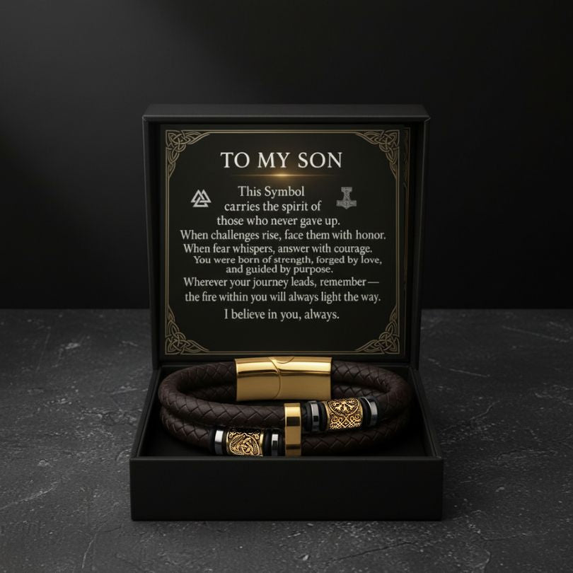 To My Son | Runekeeper Bracelet - Viking Arm Ring - Authentic Design View | Epic Loot Shop