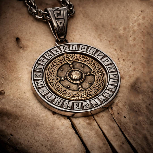 Viking Shield & Vegvisir Rotating Pendant Necklace | Epic Loot