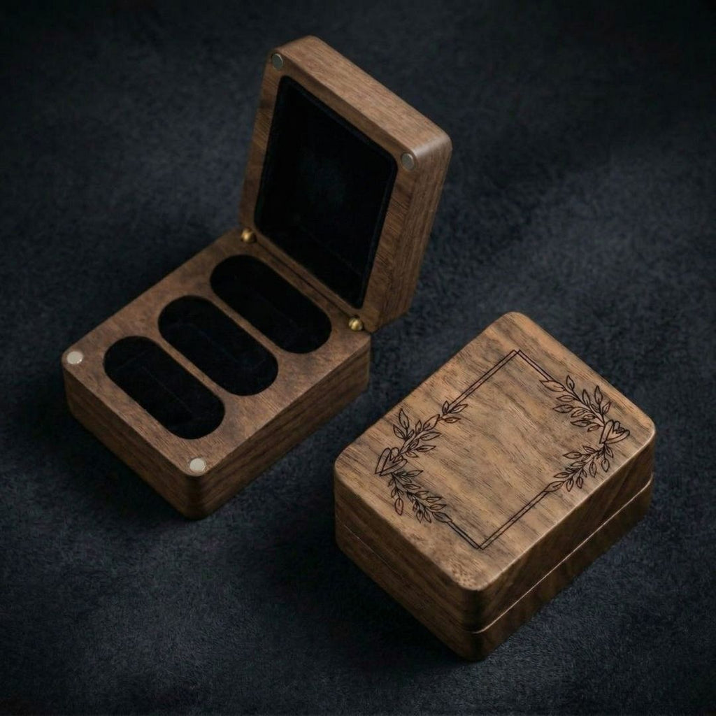 3 Slot Ring Wooden Box - Viking Jewelry Accessory - Detailed View | Epic Loot Shop