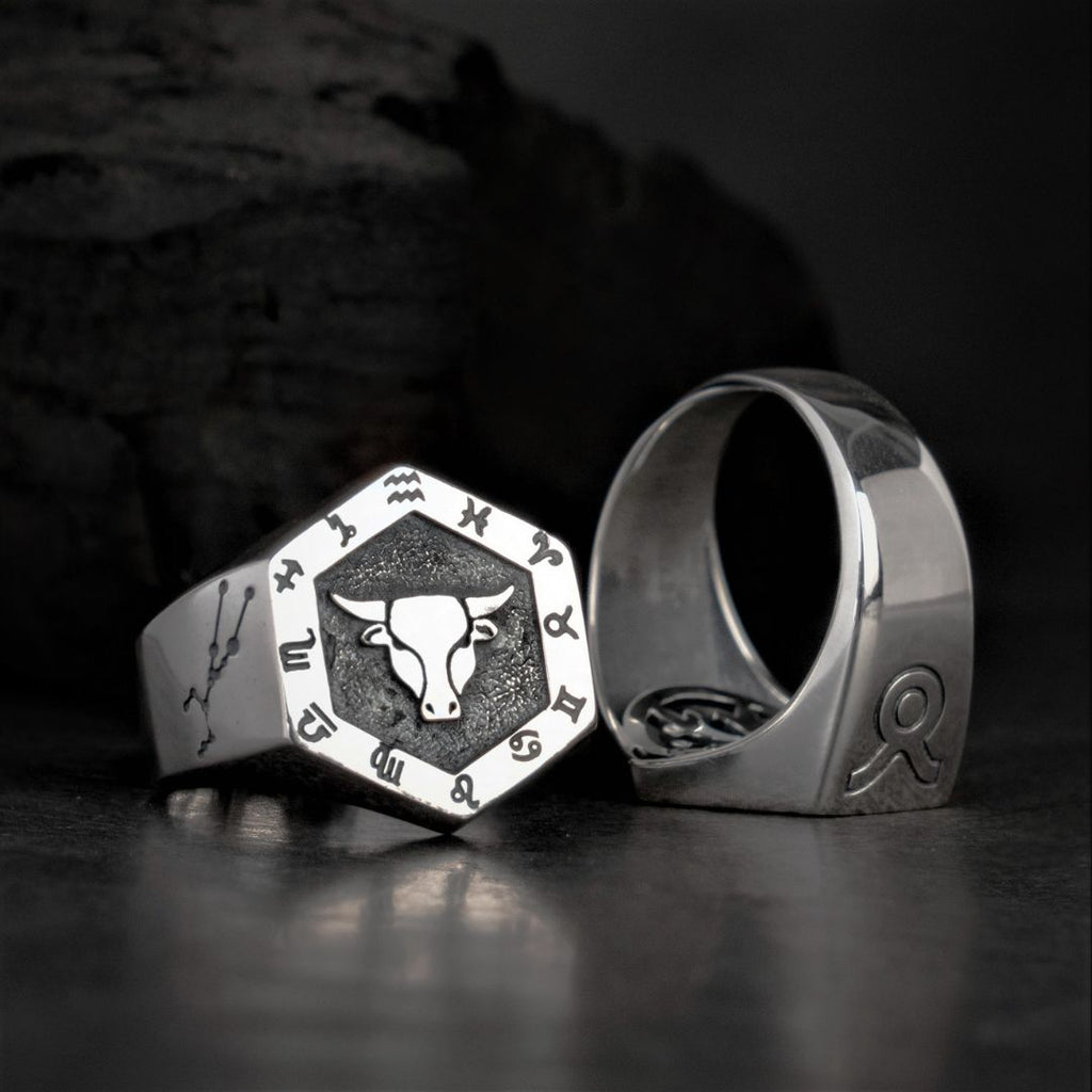 Taurus Zodiac Ring - Viking Rings For Men - Alternative Angle | Epic Loot Shop