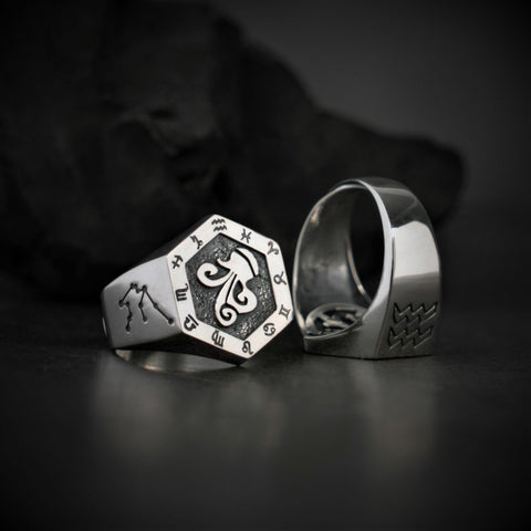 Aquarius Zodiac Ring