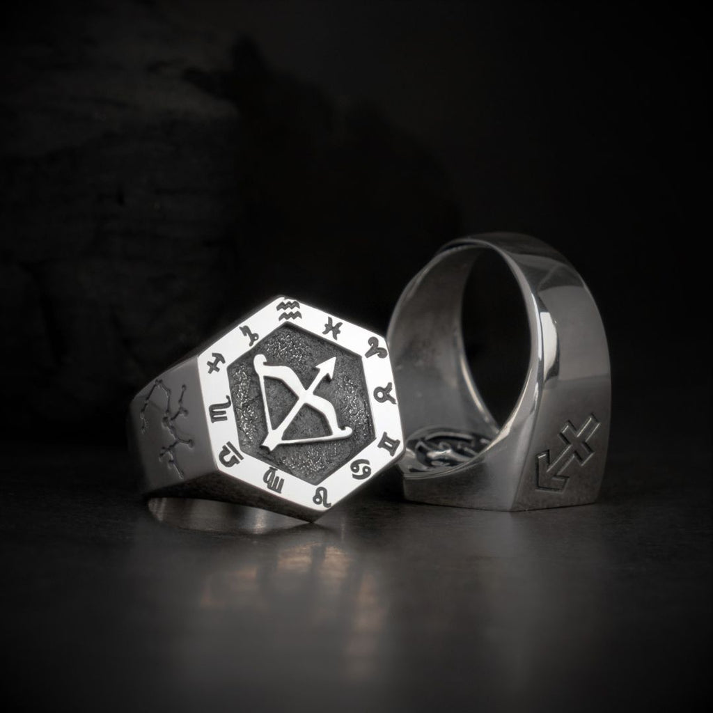 Sagittarius Zodiac Ring - Viking Ring - Detailed View | Epic Loot Shop