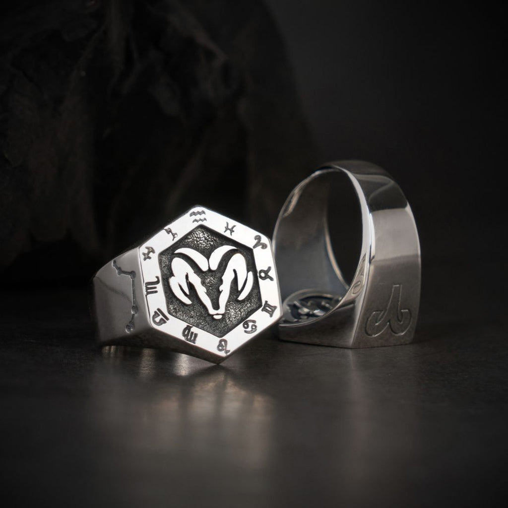 Aries Zodiac Ring - Viking Rings For Men - Detailed View | Epic Loot Shop