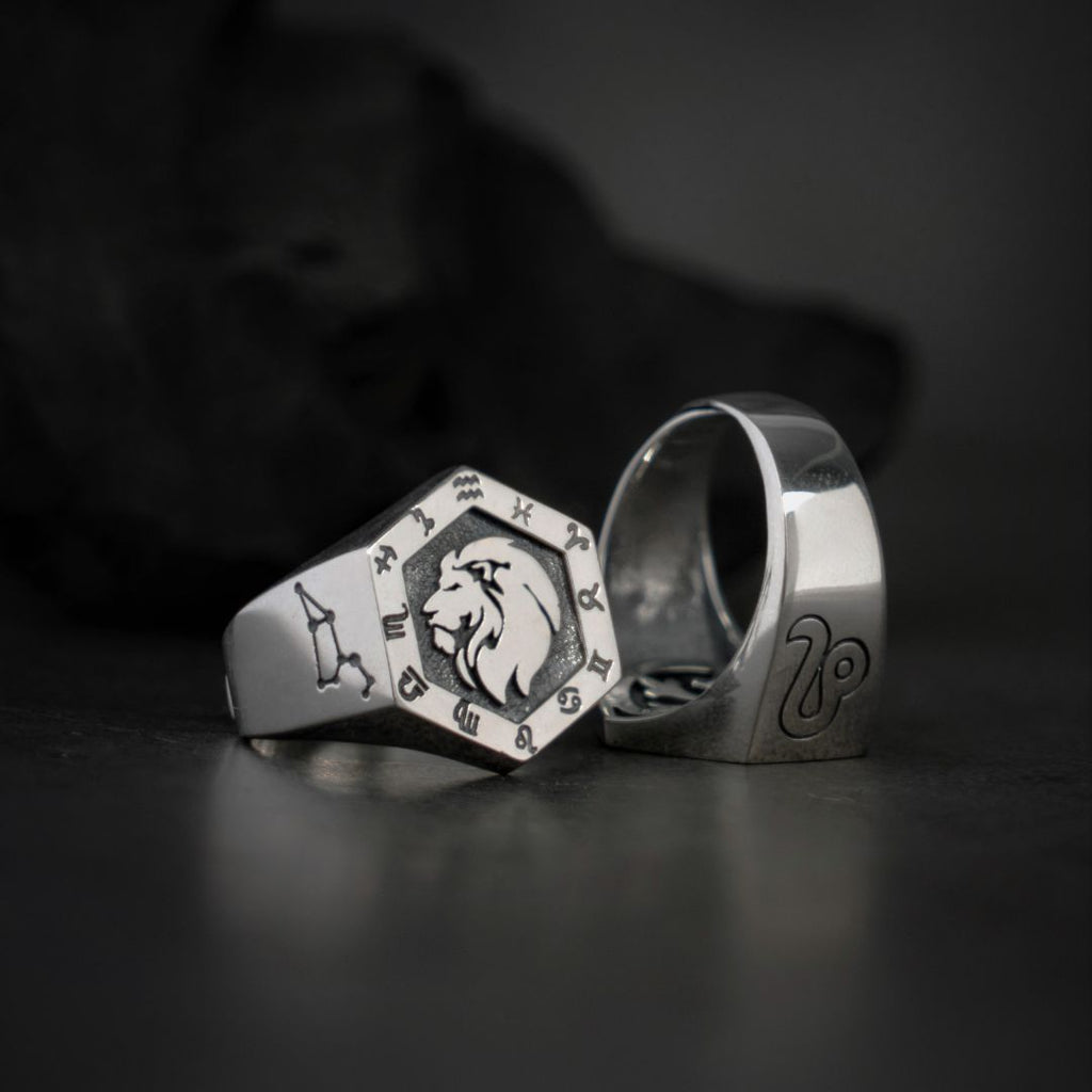 Leo Zodiac Ring - Viking Rings For Men - Detailed View | Epic Loot Shop
