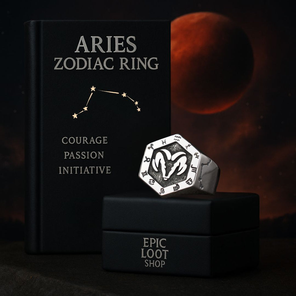 Aries Zodiac Ring - Viking Rings For Men - Alternative Angle | Epic Loot Shop