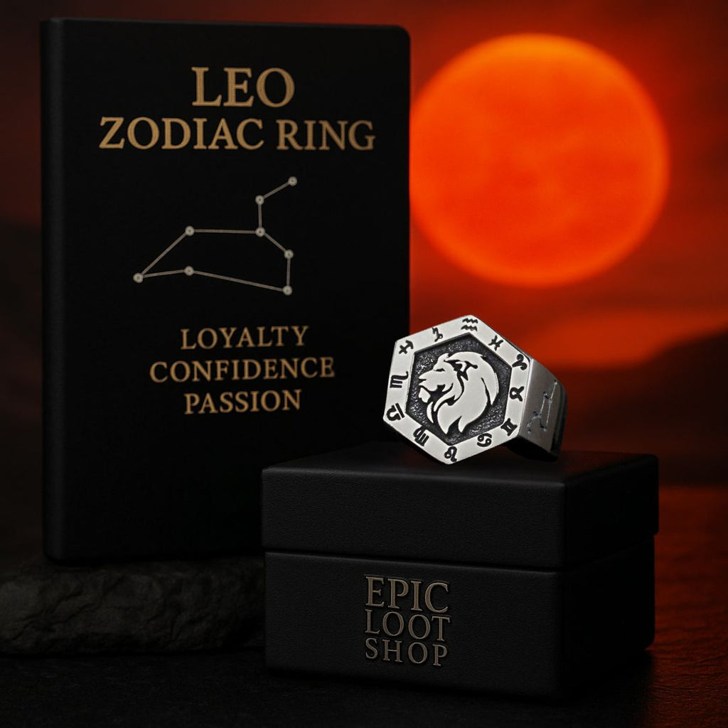 Leo Zodiac Ring - Viking Rings For Men - Alternative Angle | Epic Loot Shop