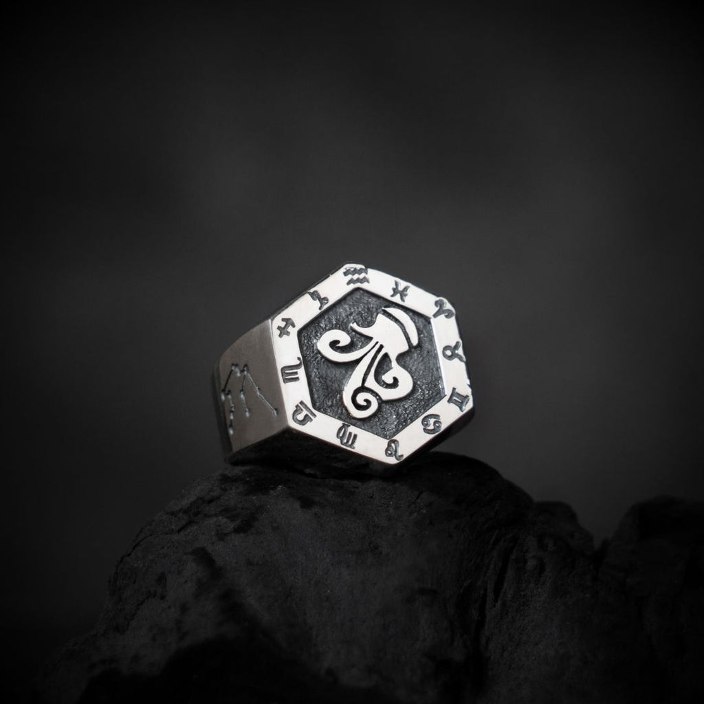 Aquarius Zodiac Ring - Viking Ring - Alternative Angle | Epic Loot Shop