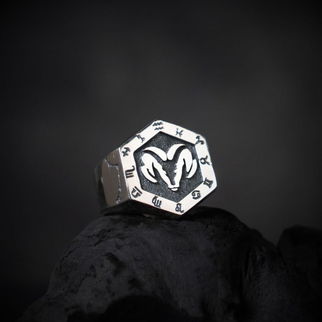 Aries Zodiac Ring - Viking Ring - Close-up | Epic Loot Shop