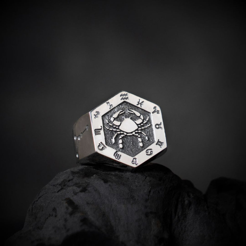 Cancer Zodiac Ring - Viking Rings For Men - Alternative Angle | Epic Loot Shop