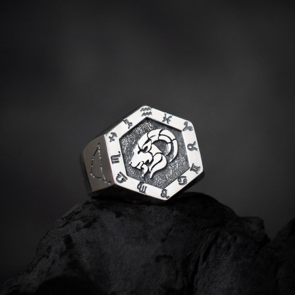 Capricorn Zodiac Ring - Viking Ring - Alternative Angle | Epic Loot Shop