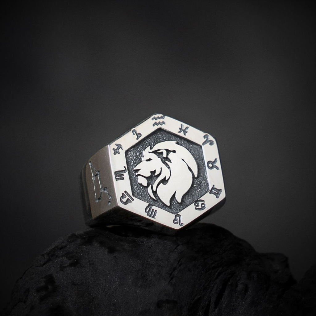 Leo Zodiac Ring - Viking Ring - Close-up | Epic Loot Shop