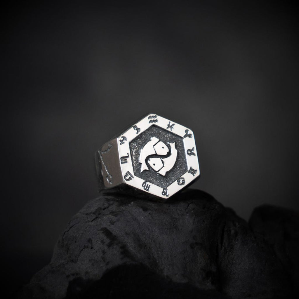 Pisces Zodiac Ring - Viking Ring - Alternative Angle | Epic Loot Shop