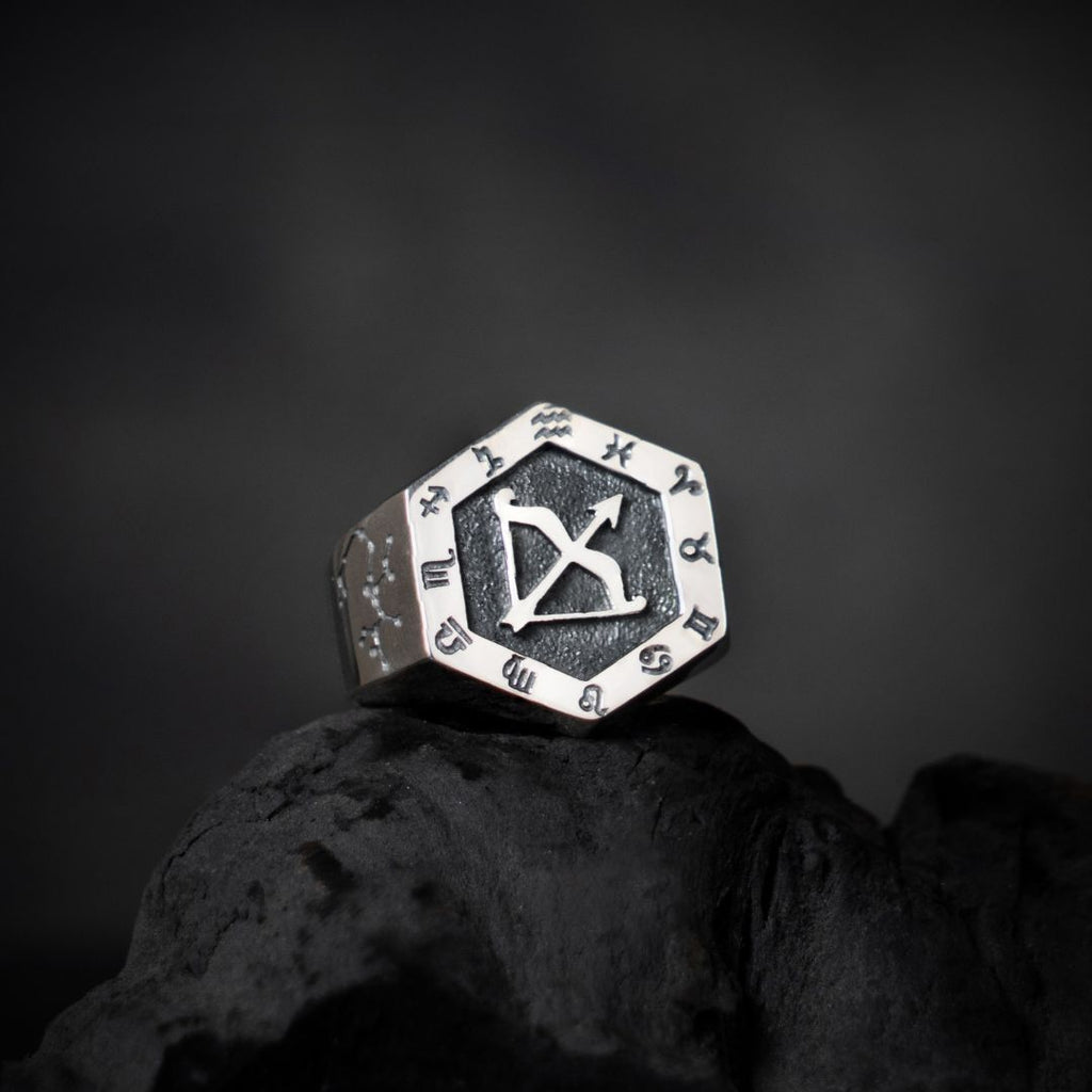 Sagittarius Zodiac Ring - Viking Rings For Men - Alternative Angle | Epic Loot Shop