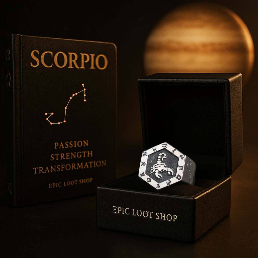 Scorpio Zodiac Ring - Viking Ring - Close-up | Epic Loot Shop
