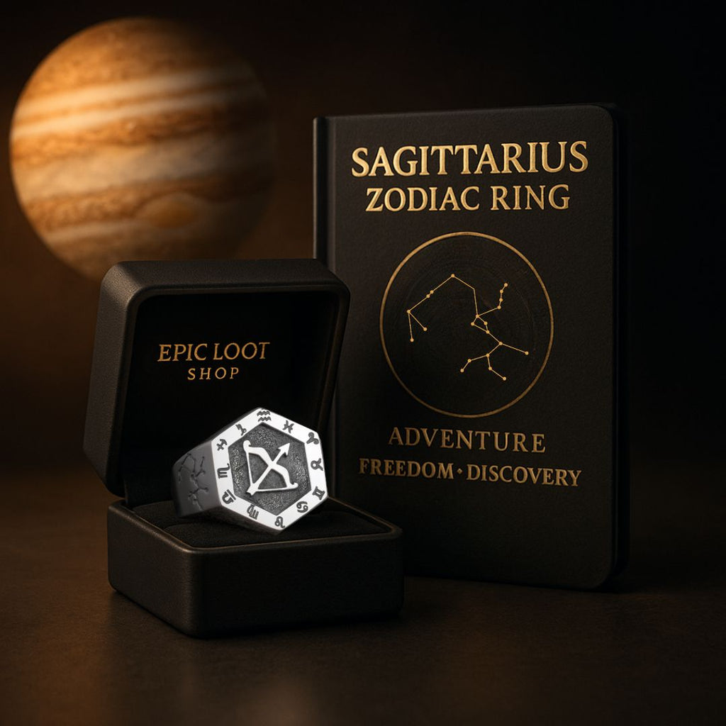 Sagittarius Zodiac Ring - Viking Ring - Close-up | Epic Loot Shop
