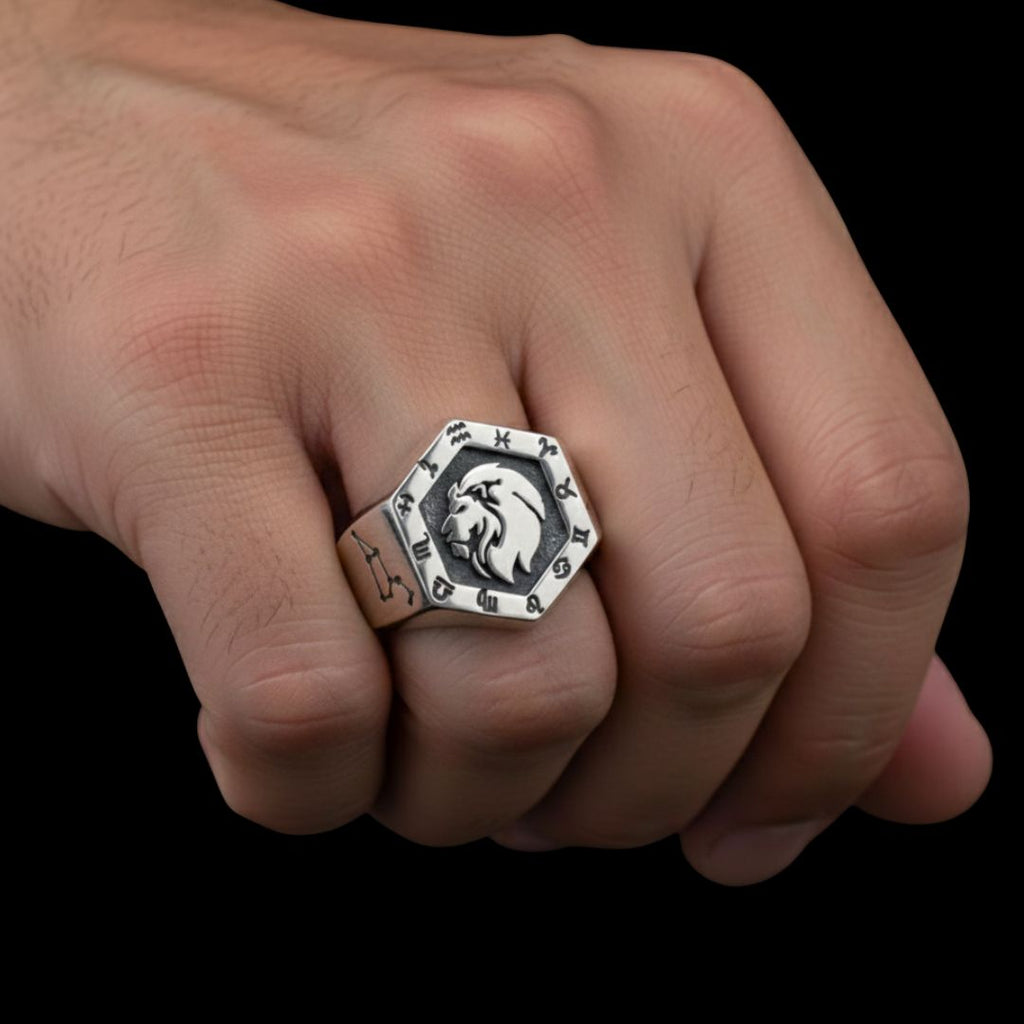 Leo Zodiac Ring - Viking Rings For Men - Side Profile | Epic Loot Shop