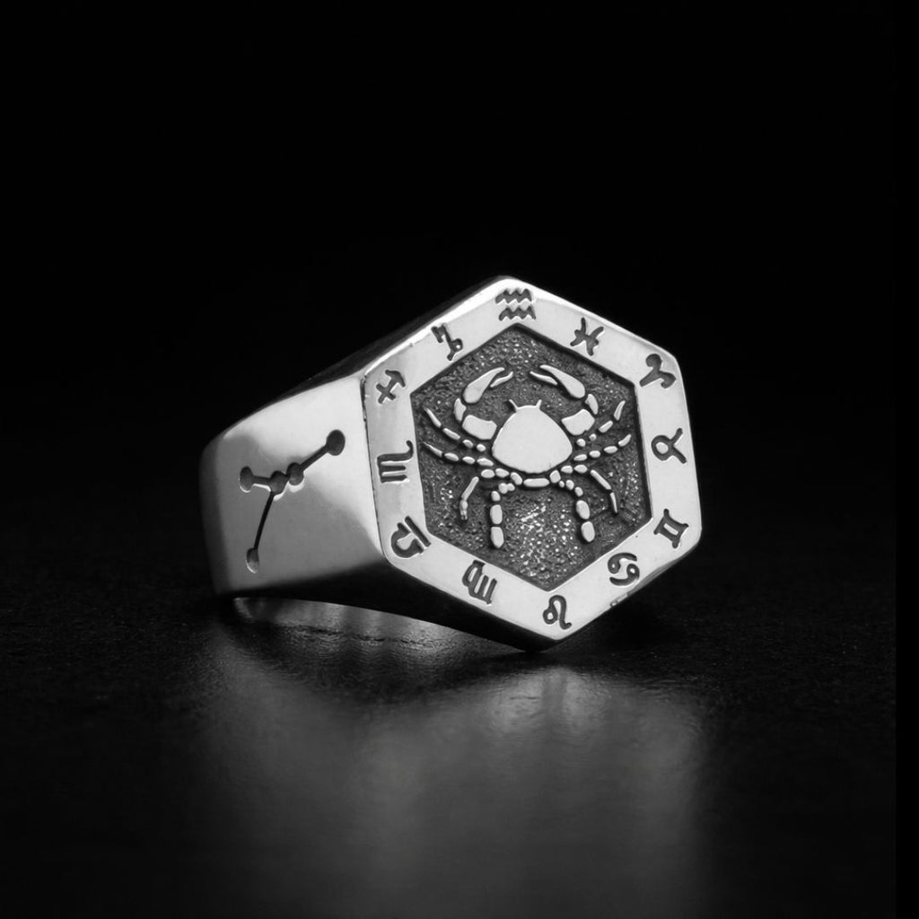 Cancer Zodiac Ring - Viking Rings For Men - Side Profile | Epic Loot Shop