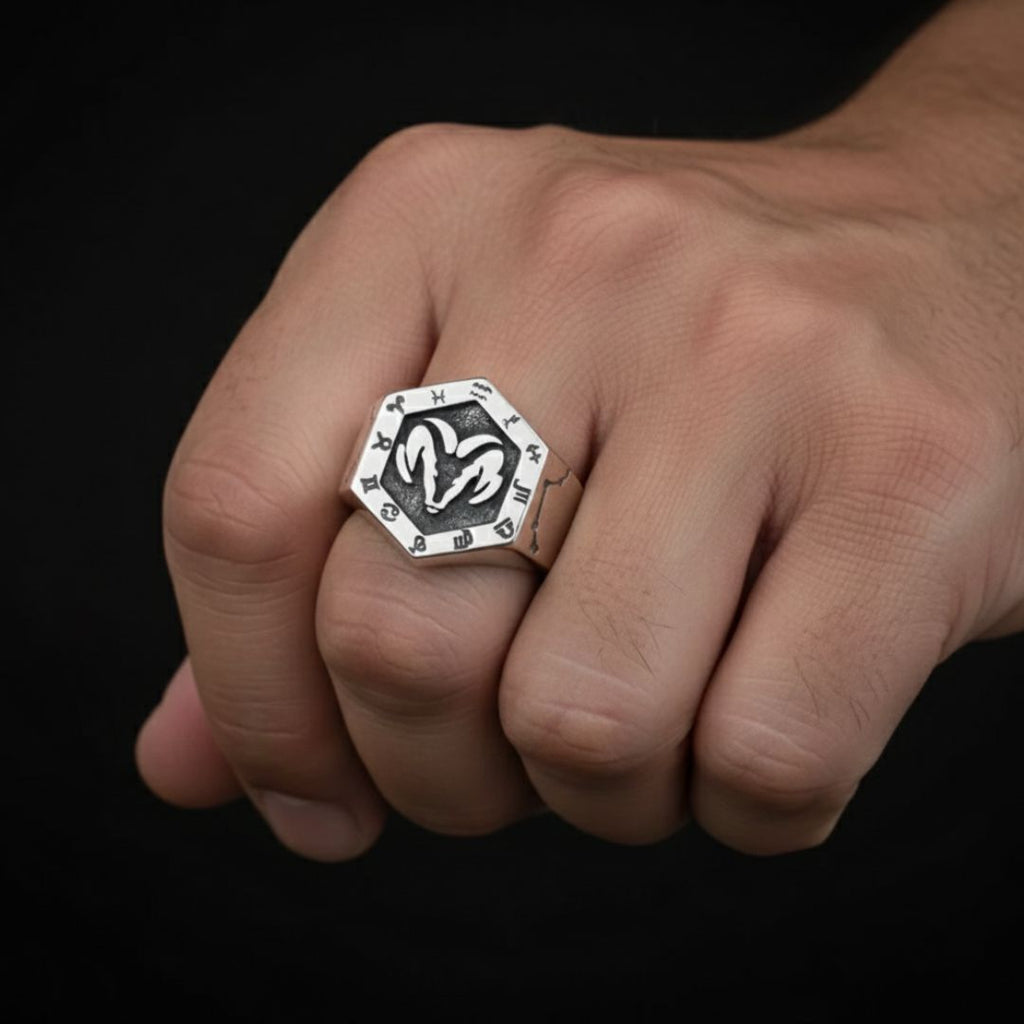 Aries Zodiac Ring - Viking Ring - Side Profile | Epic Loot Shop