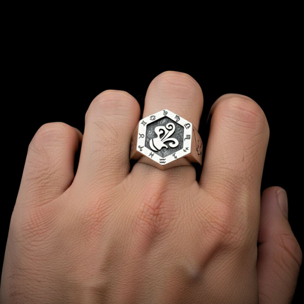 Aquarius Zodiac Ring - Viking Ring - Side Profile | Epic Loot Shop