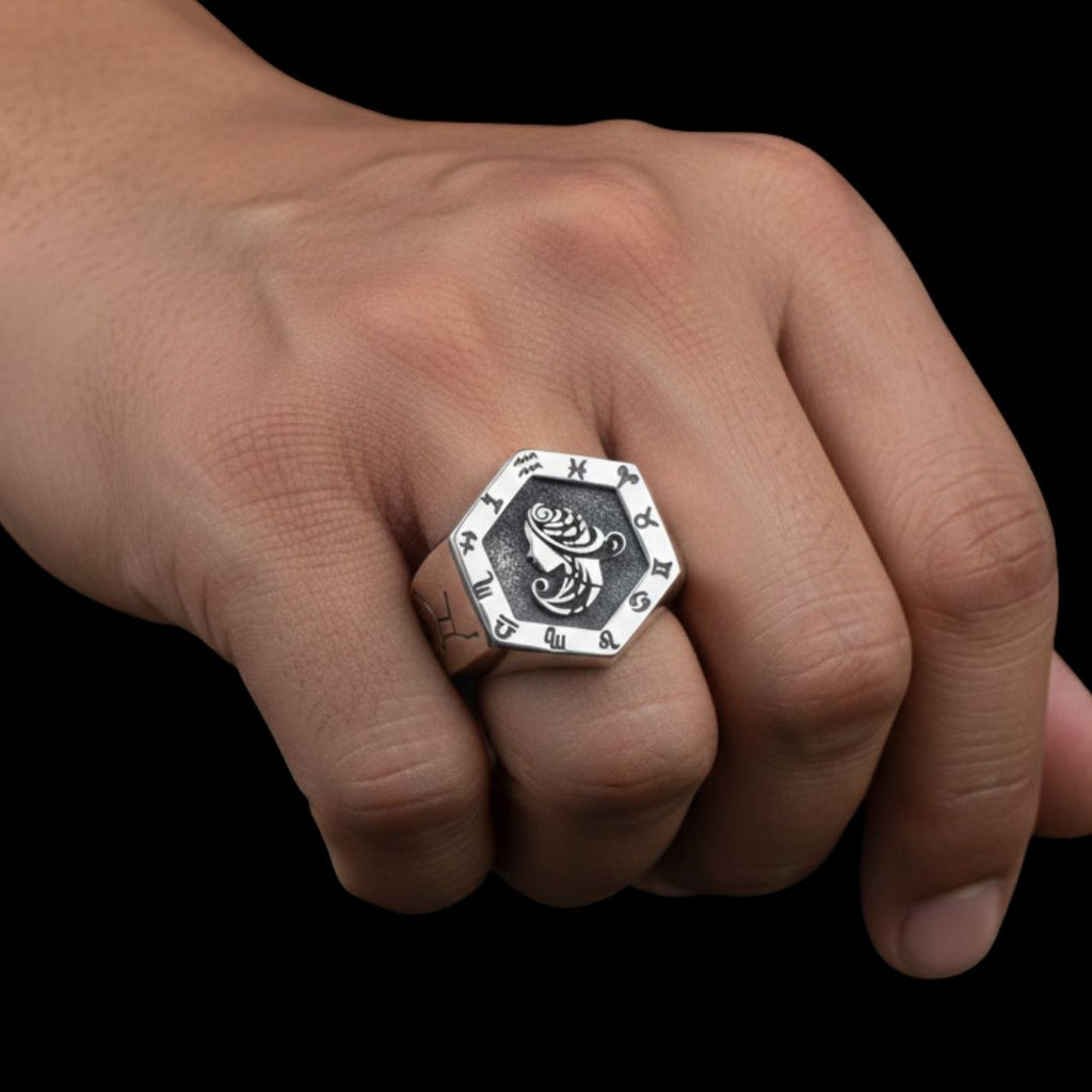 Virgo Zodiac Ring - Viking Ring - Side Profile | Epic Loot Shop