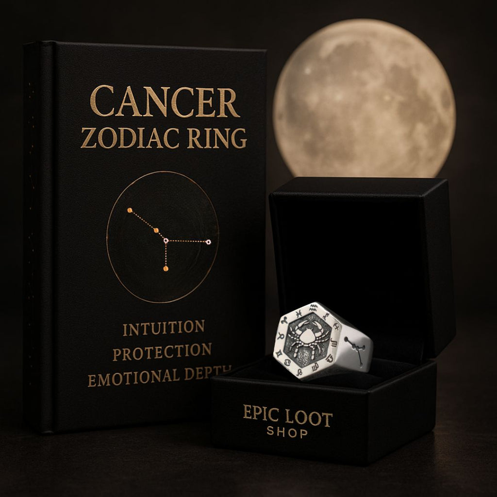 Cancer Zodiac Ring - Viking Ring - Authentic Design View | Epic Loot Shop