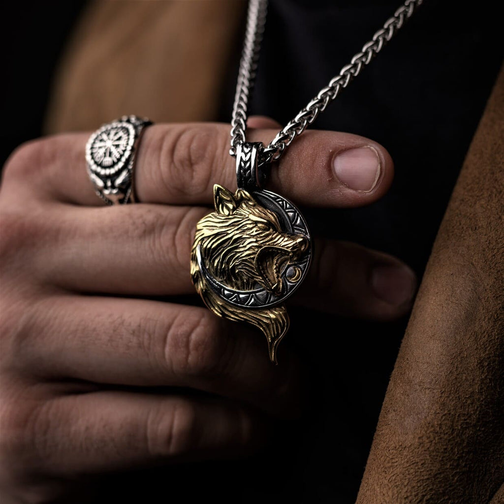 Hati Wolf Chases The Moon Necklace