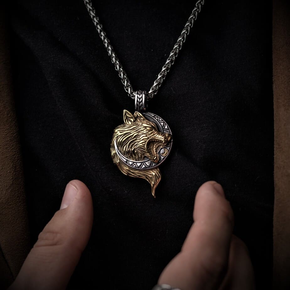 Hati Wolf Chases The Moon Necklace