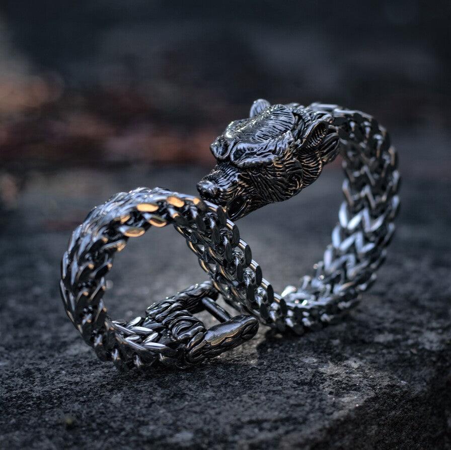 Fenrir Wolf Head Bracelet