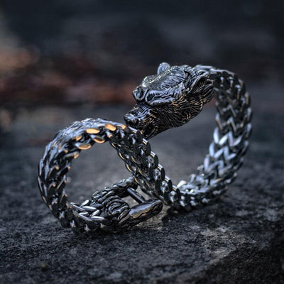 Fenrir Wolf Head Bracelet