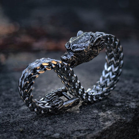Fenrir Wolf Head Bracelet