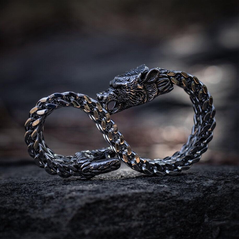 Fenrir Wolf Head Bracelet