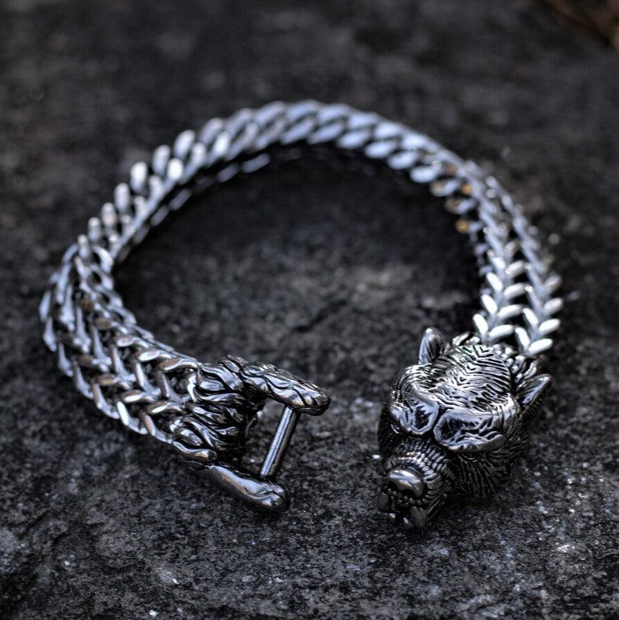 Fenrir Wolf Head Bracelet