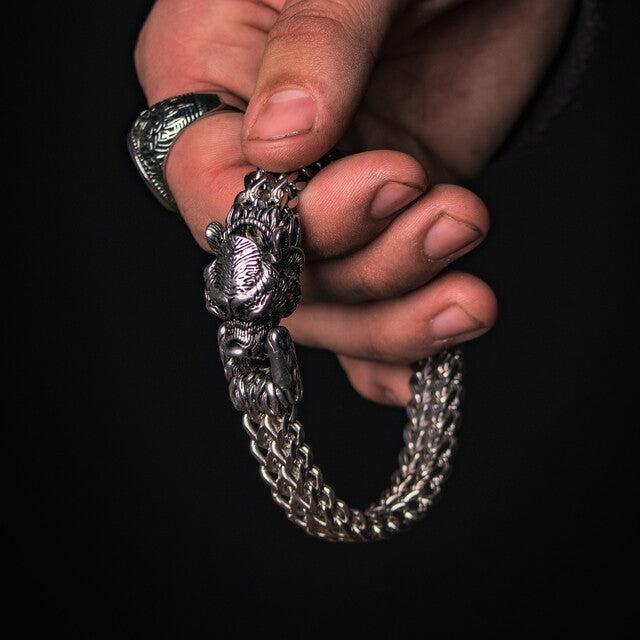 Fenrir Wolf Head Bracelet