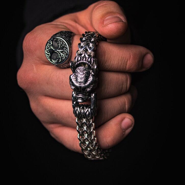 Fenrir Wolf Head Bracelet
