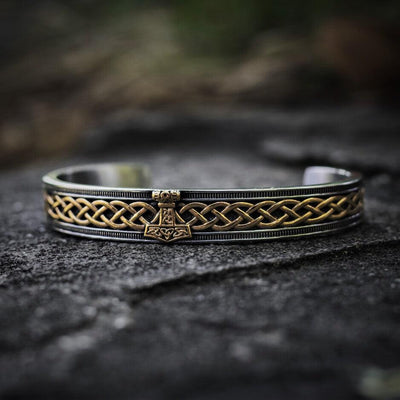 Silver-Gold Thor's Hammer Viking Bracelet