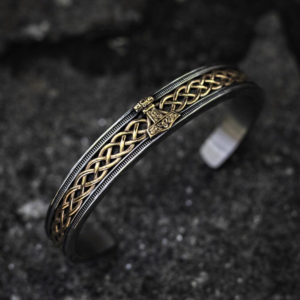 Silver-Gold Thor's Hammer Viking Bracelet