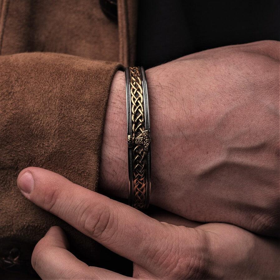 Silver-Gold Thor's Hammer Viking Bracelet