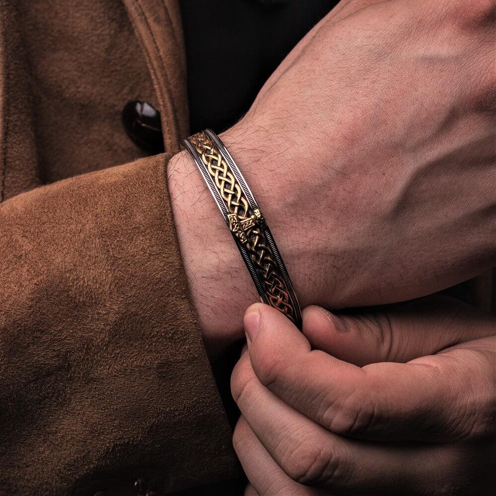 Silver-Gold Thor's Hammer Viking Bracelet