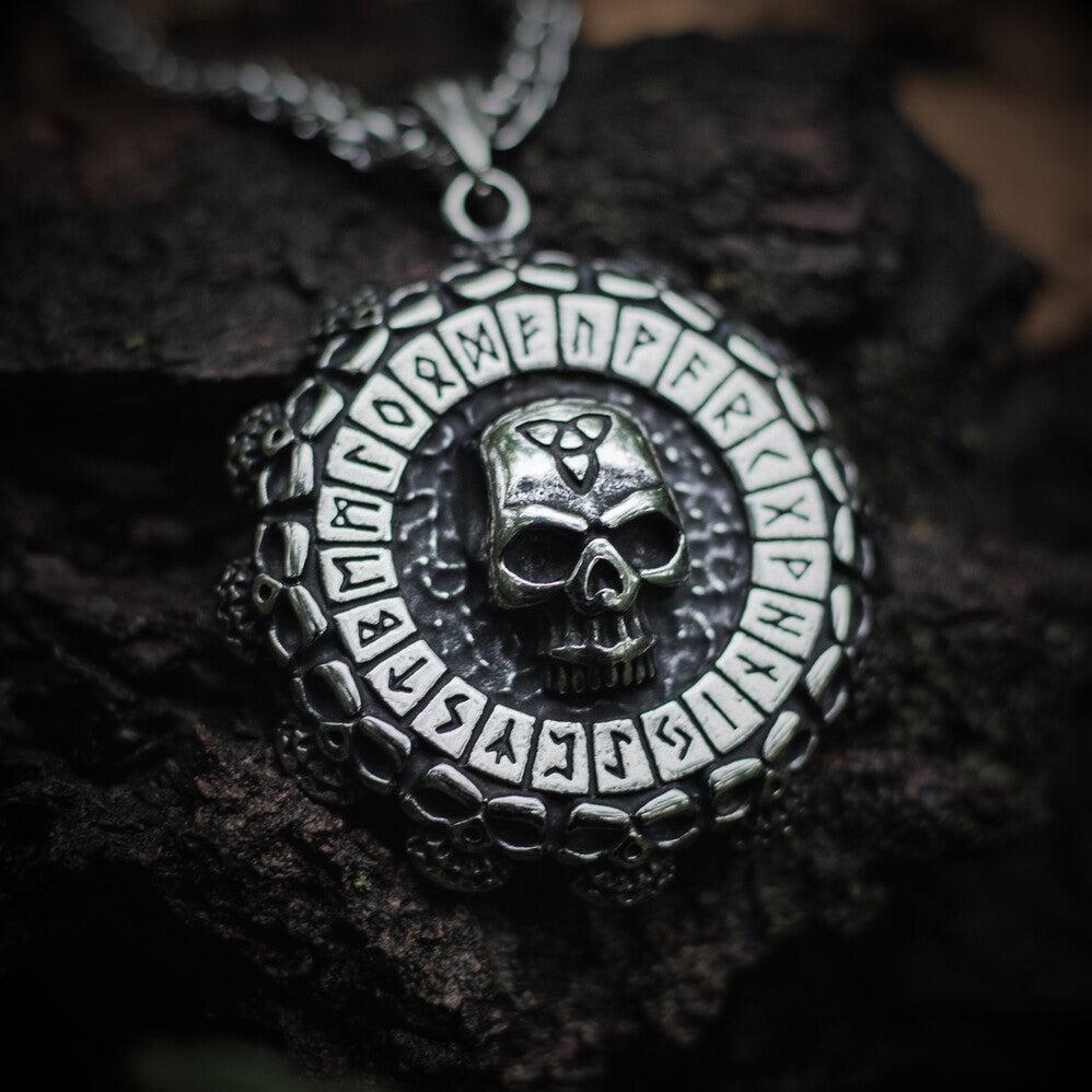 Viking Skull Runic Necklace