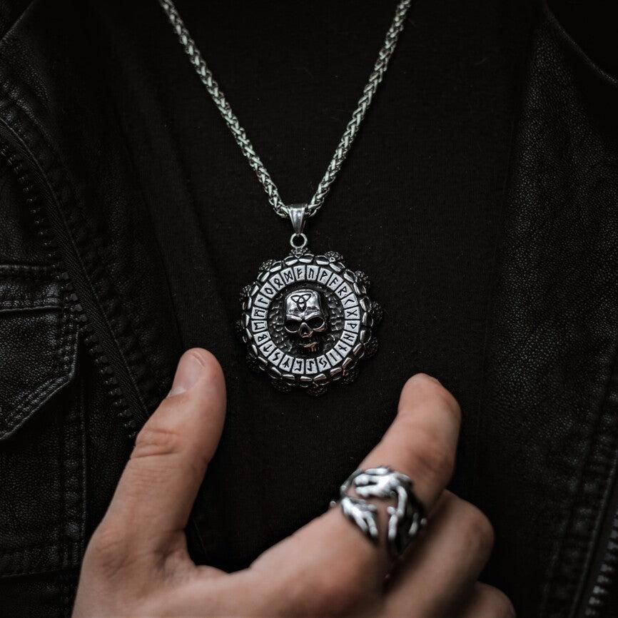Viking Skull Runic Necklace