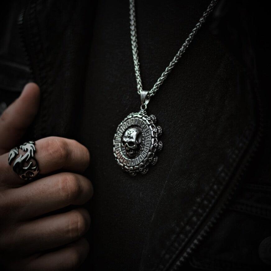 Viking Skull Runic Necklace