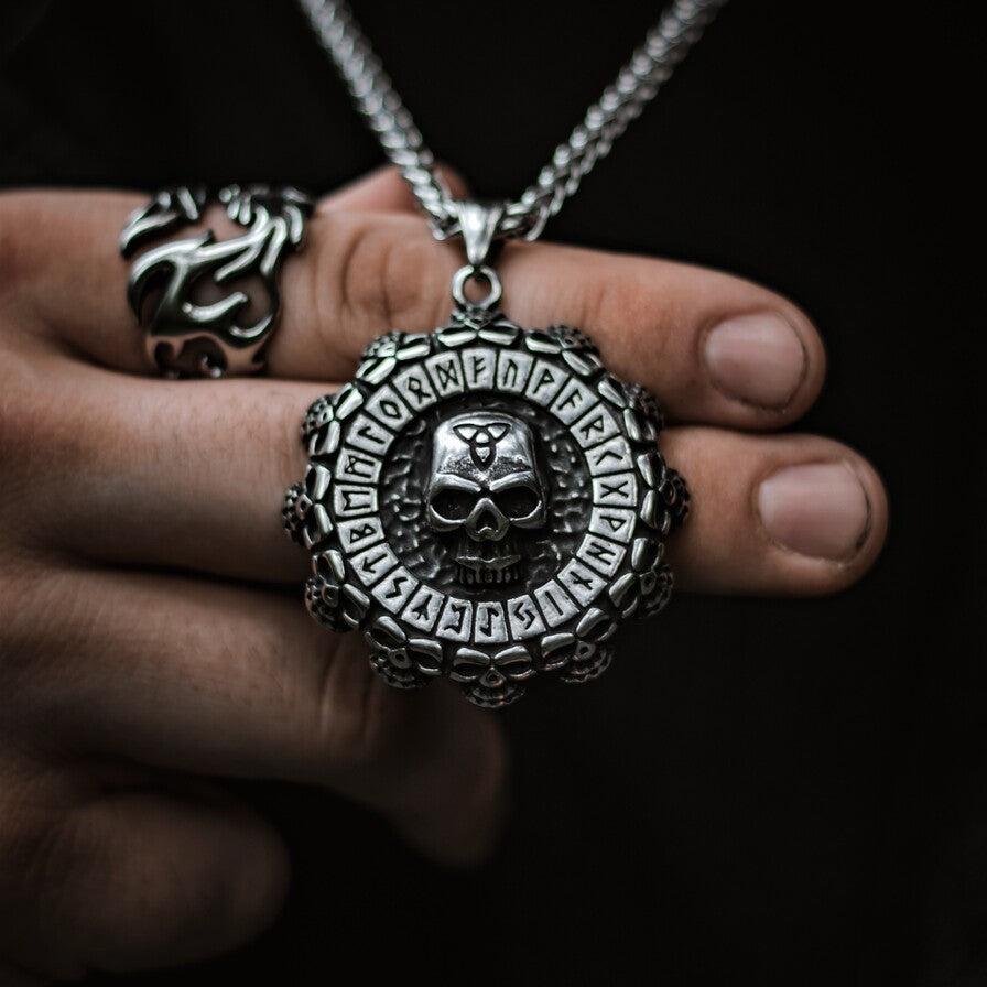 Viking Skull Runic Necklace