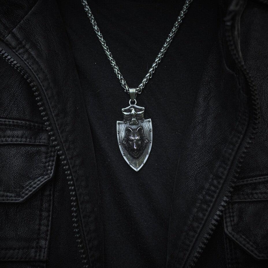 Nordic Wolf and Raven Pendant