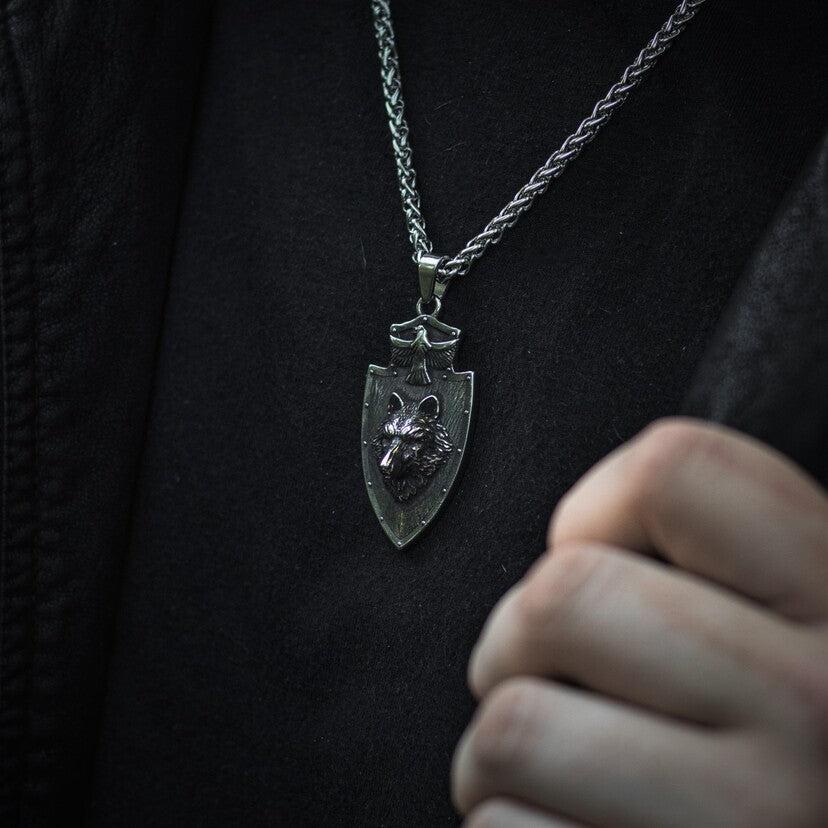 Nordic Wolf and Raven Pendant