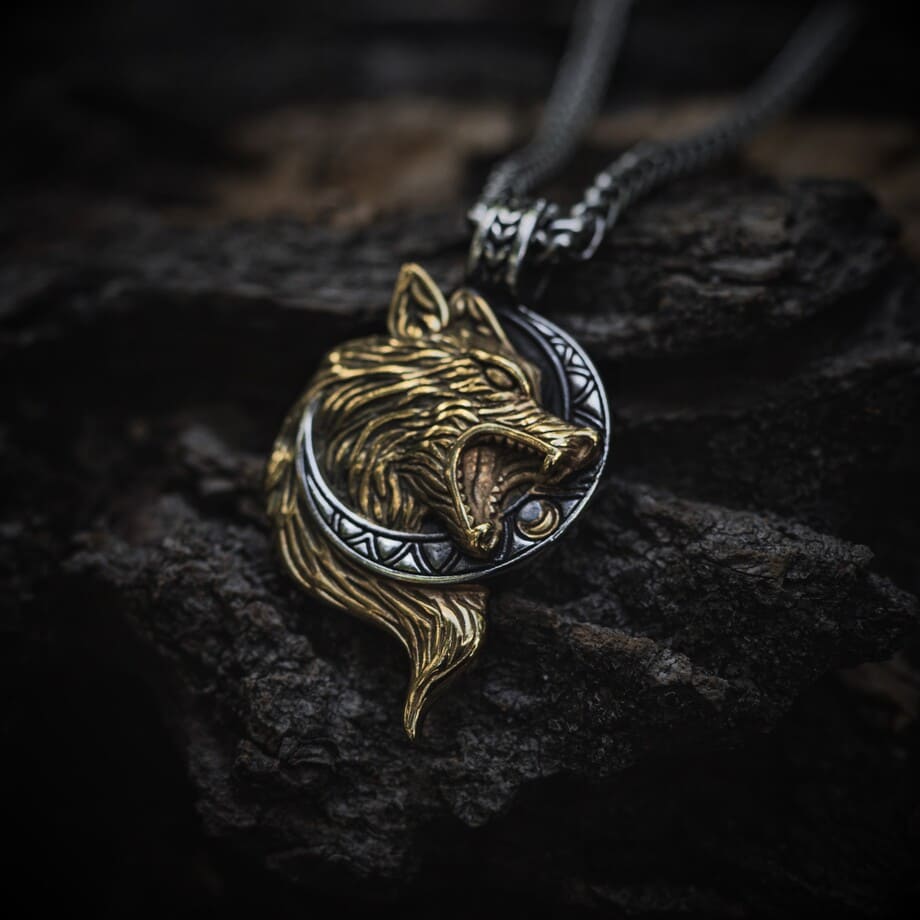 Hati Wolf Chases The Moon Necklace