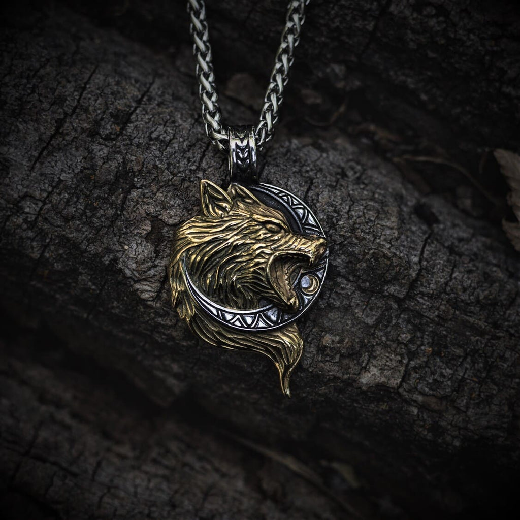 Hati Wolf Chases The Moon Necklace
