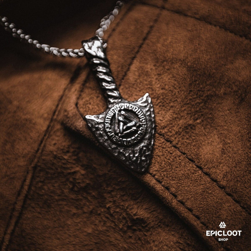 Gungnir Spear Necklace with Valknut Symbol